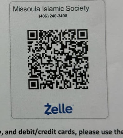 Zelle donation QR code for Missoula Islamic Society